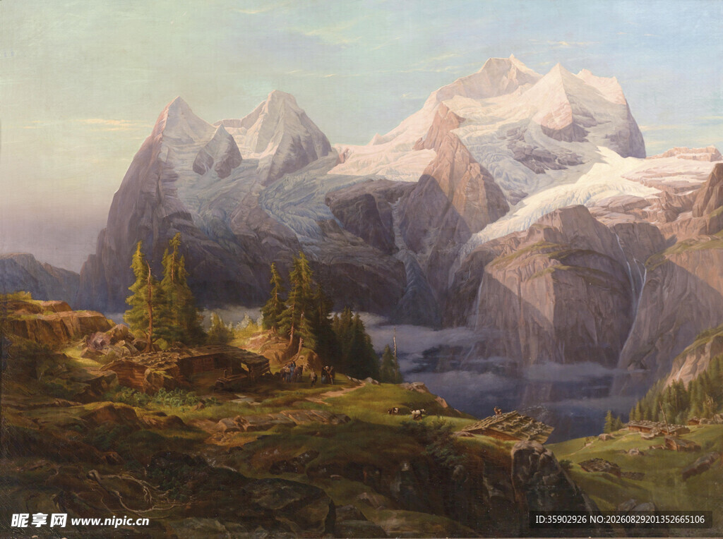 壮丽山景油画
