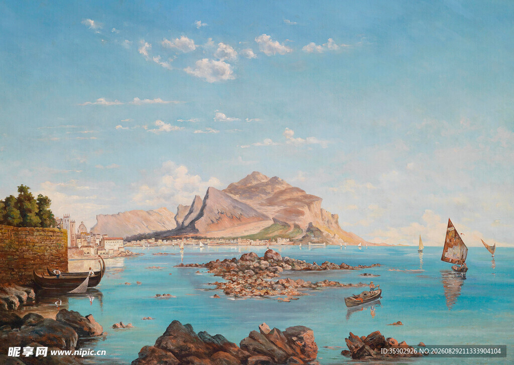 海上航行场景的古典画作