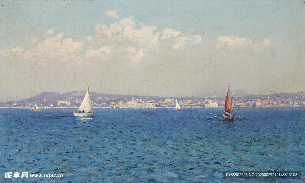 海上帆船景致