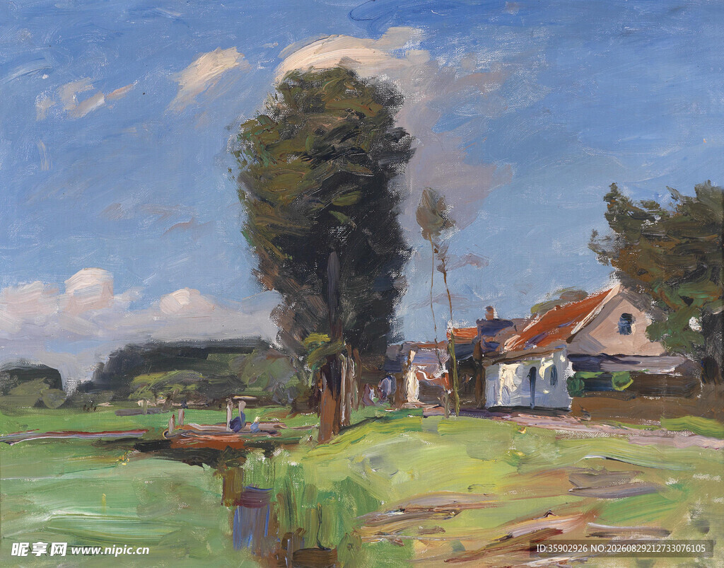 乡村田园风景油画