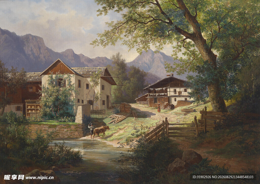 乡村田园风光油画美景
