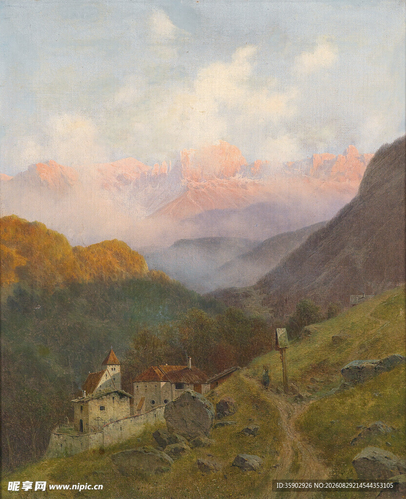 山间村落黄昏美景