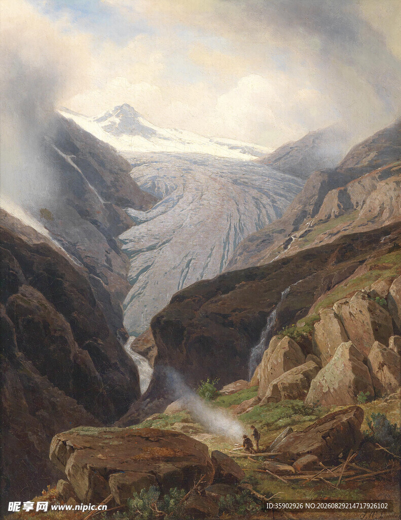 壮丽高山冰川风景图
