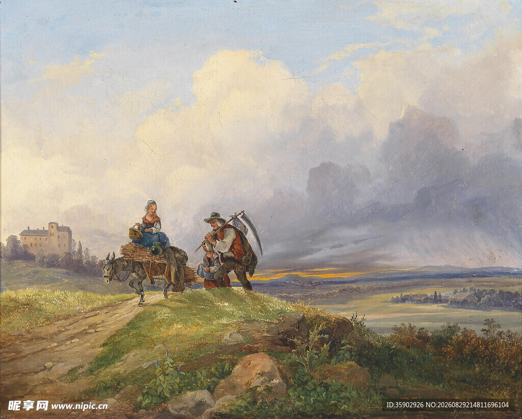 草原上的骑马旅人