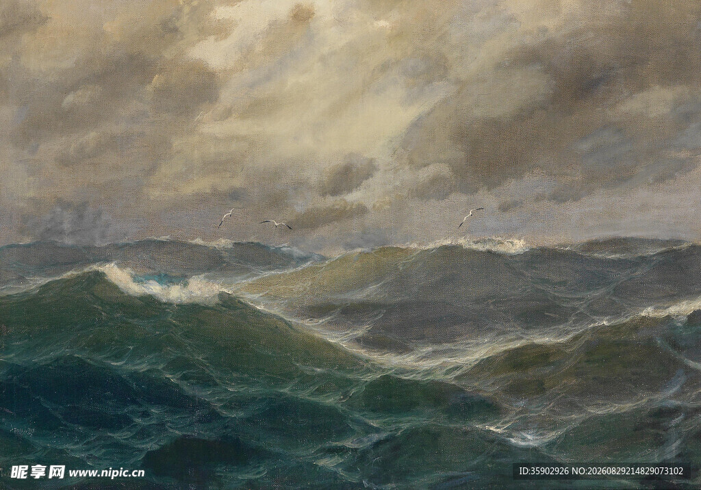 海上波涛汹涌的壮丽景象