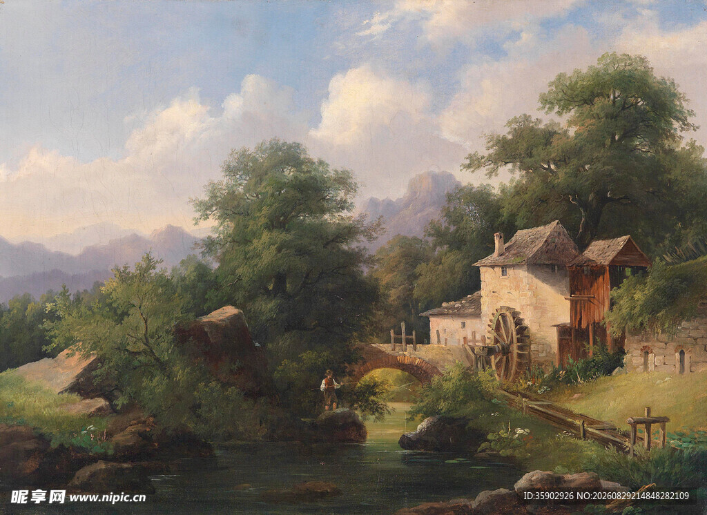 乡村田园风景油画