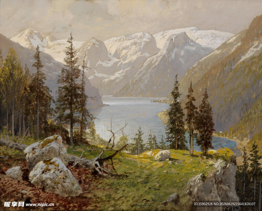 山间湖畔美景