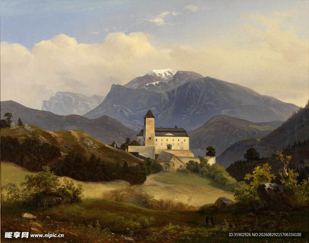 山间小屋与壮丽山景