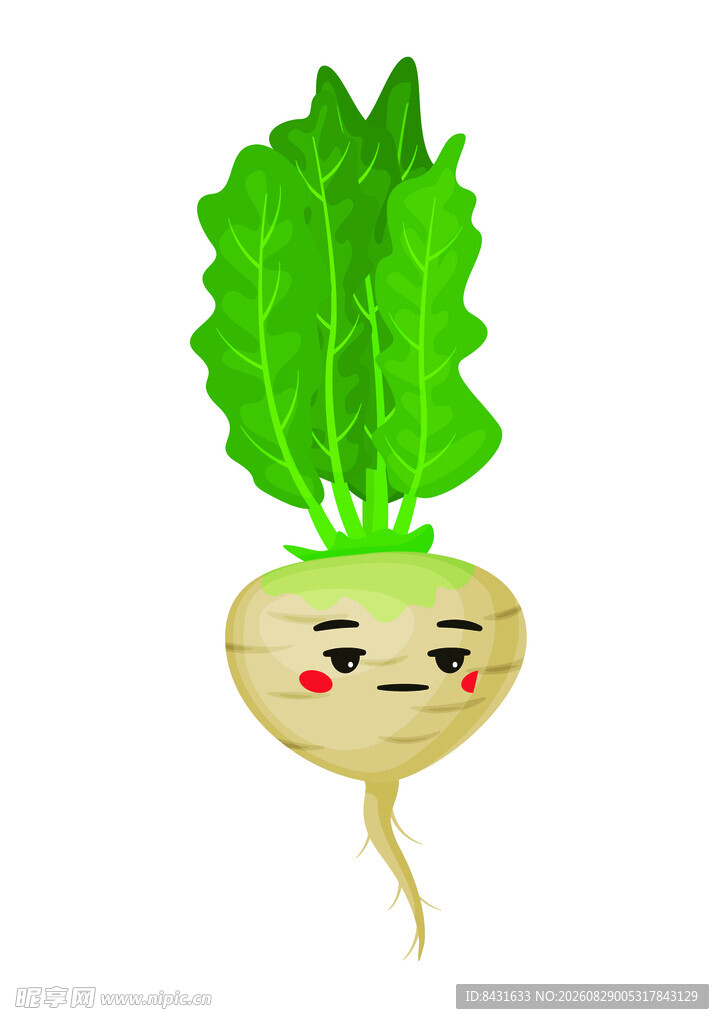 可爱表情白萝卜插画