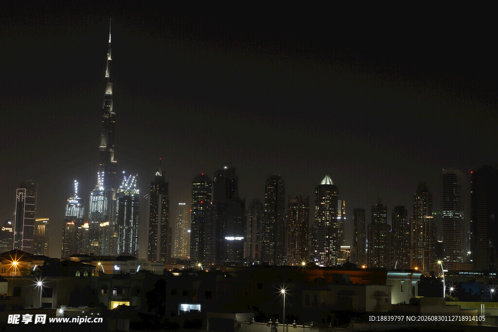 迪拜城市璀璨夜景