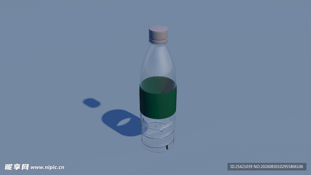 透明瓶配绿色瓶盖模型