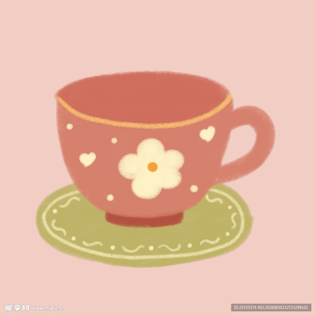 粉色茶杯