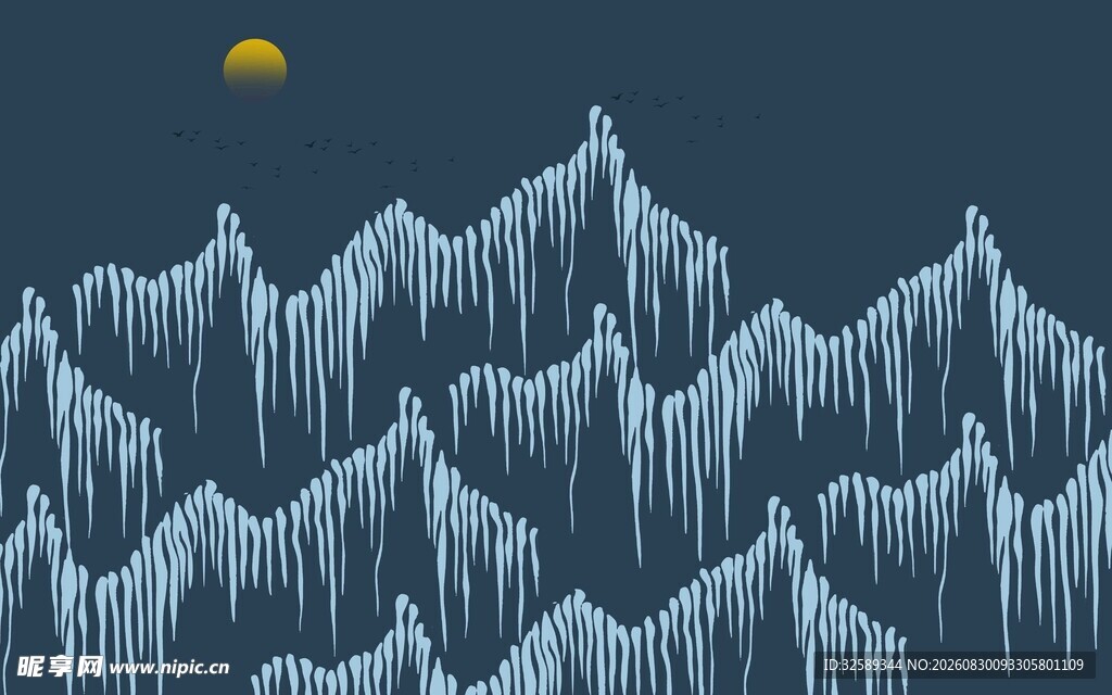 月夜下的冰峰景观