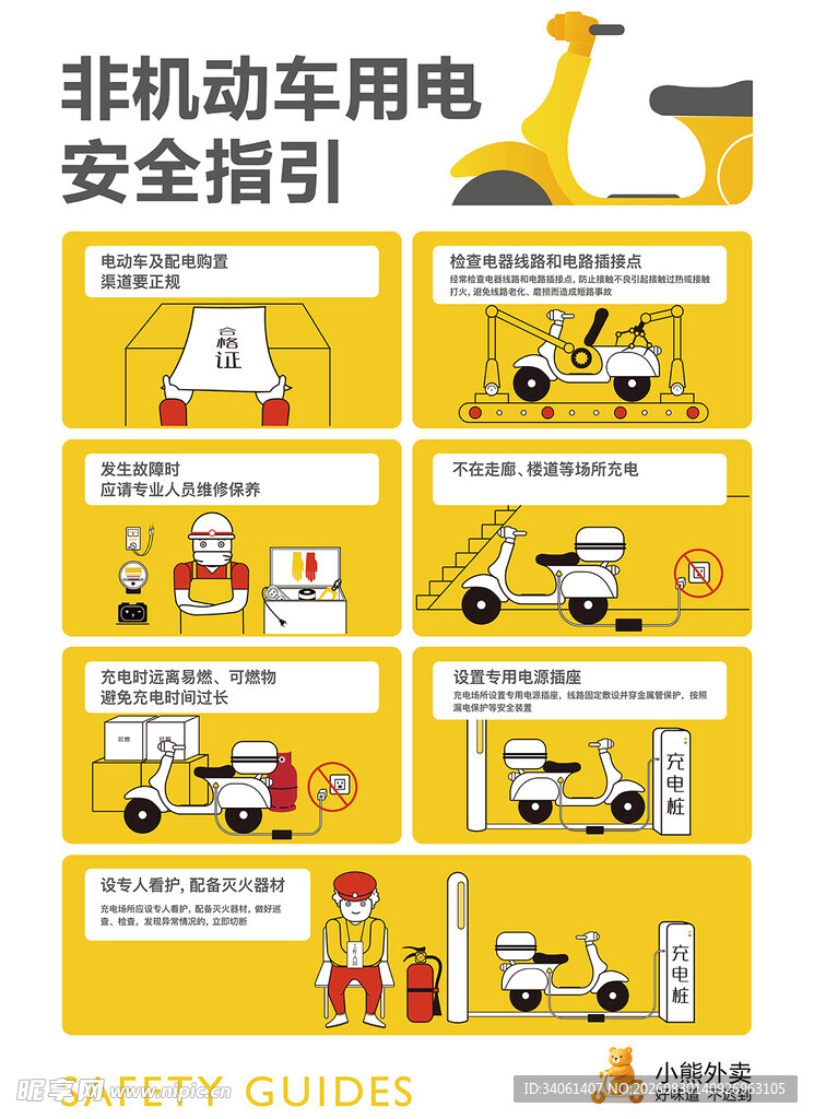 小熊外非机动车用电安全指引海报