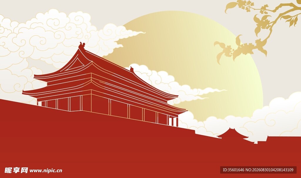国风建筑背景