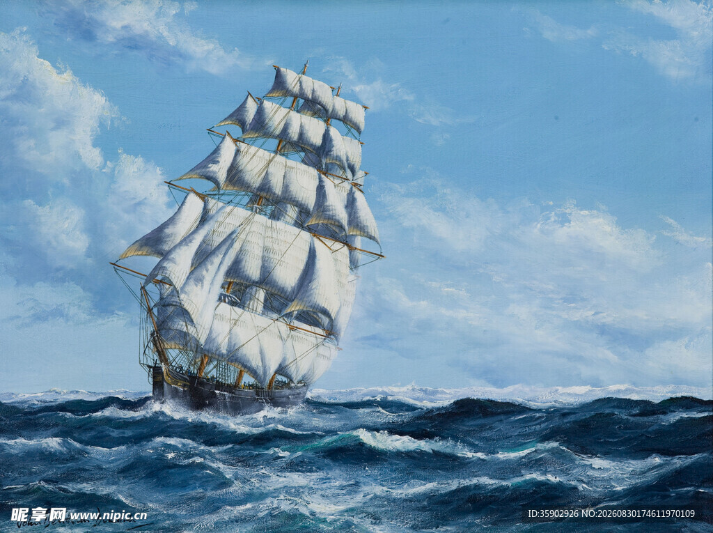 海上航行的大型帆船