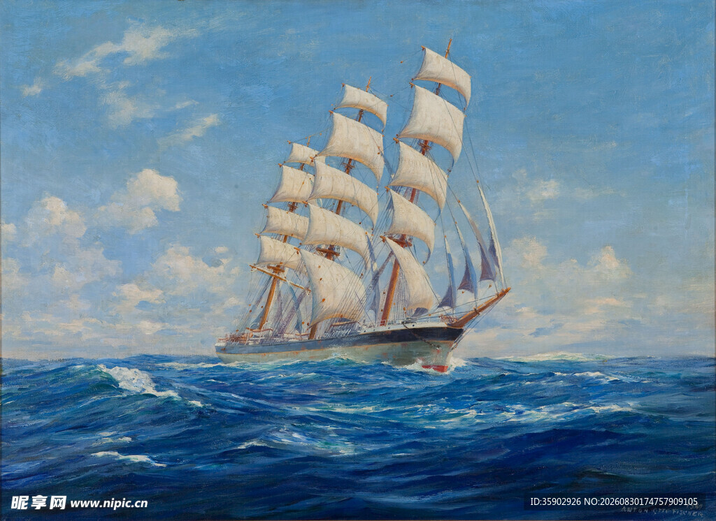 海上航行的大型帆船