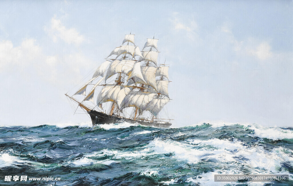 海上航行的古典帆船
