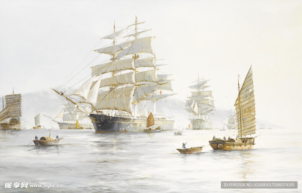 海上帆船舰队场景