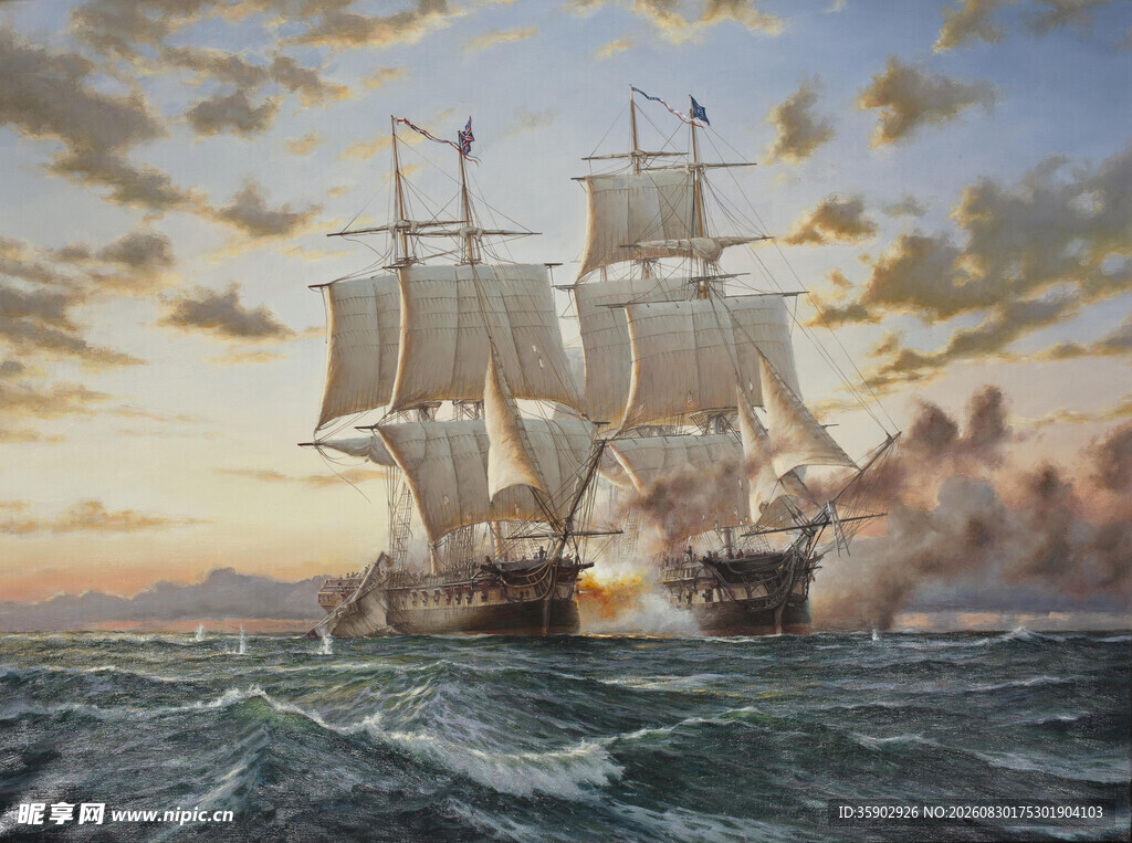 海上帆船激战场景