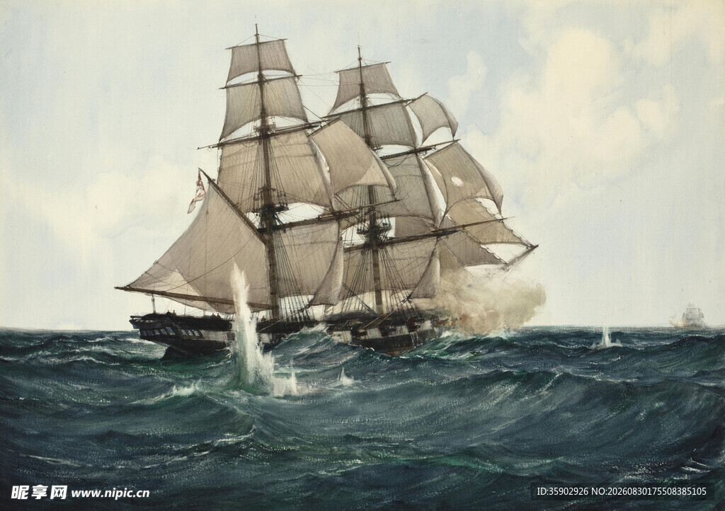 海上帆船激战场景