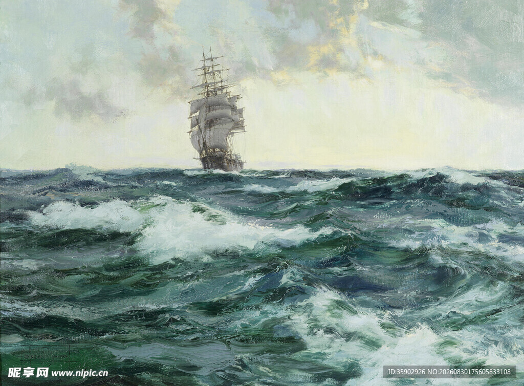 海上孤舟波涛汹涌