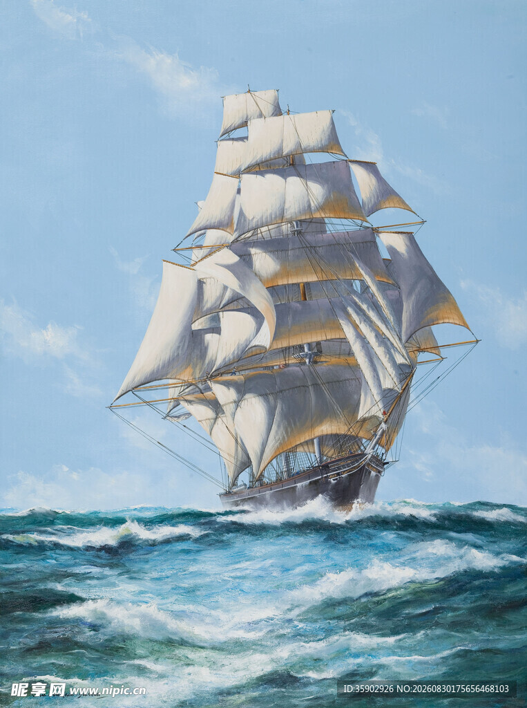 海上航行的古典帆船