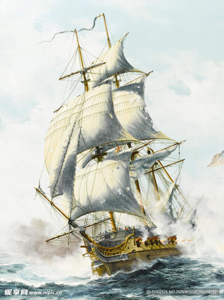 海上航行的古典帆船