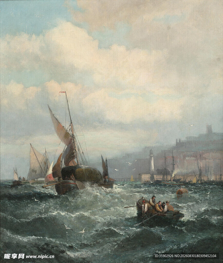 海上航行场景油画