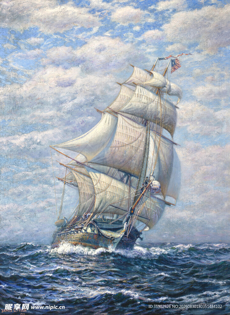 海上航行的大型帆船