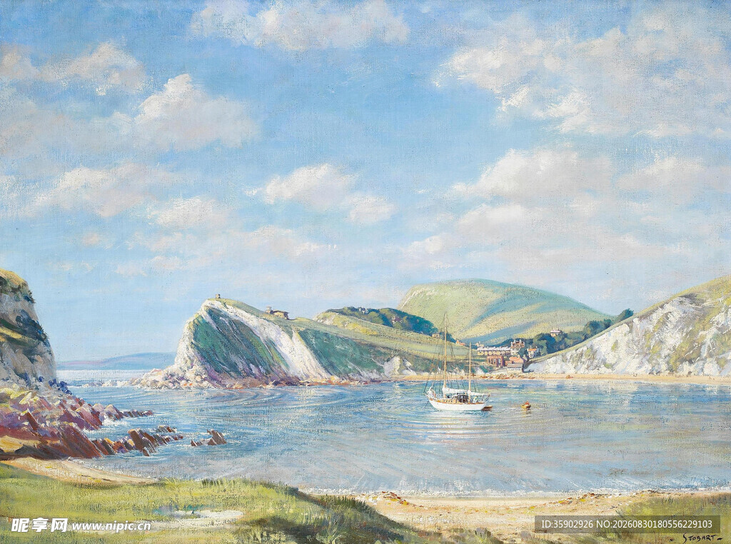 海岸风景油画