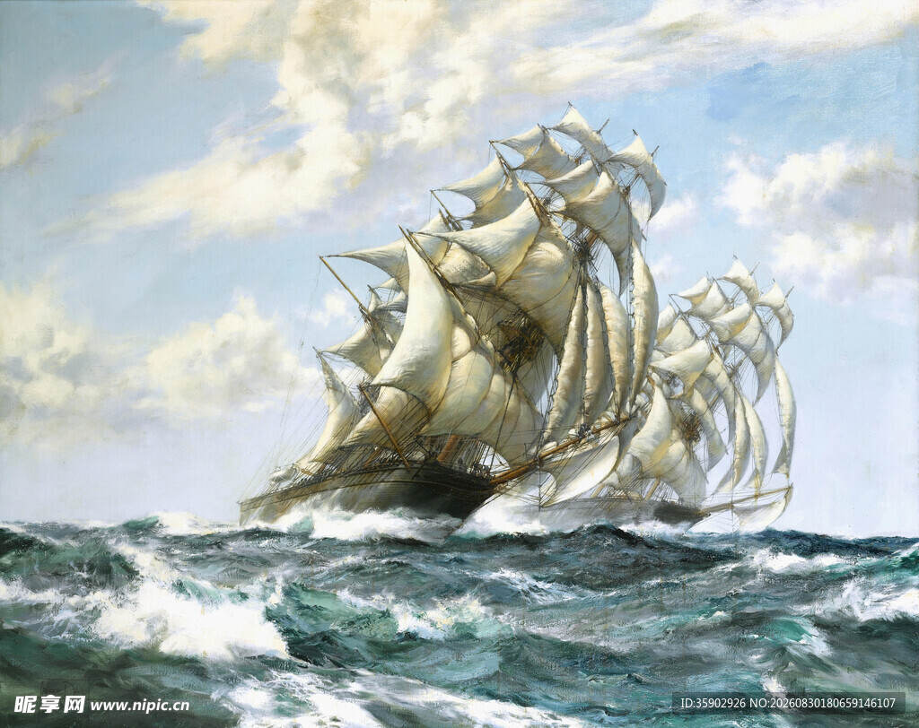 海上航行的古老帆船