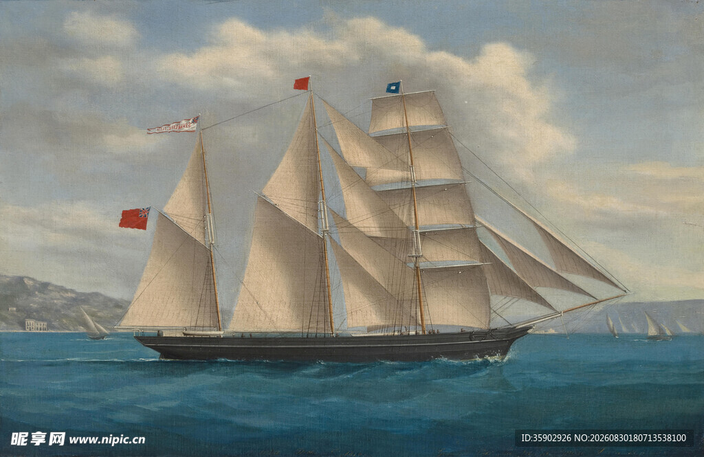 海上航行的大型古典帆船