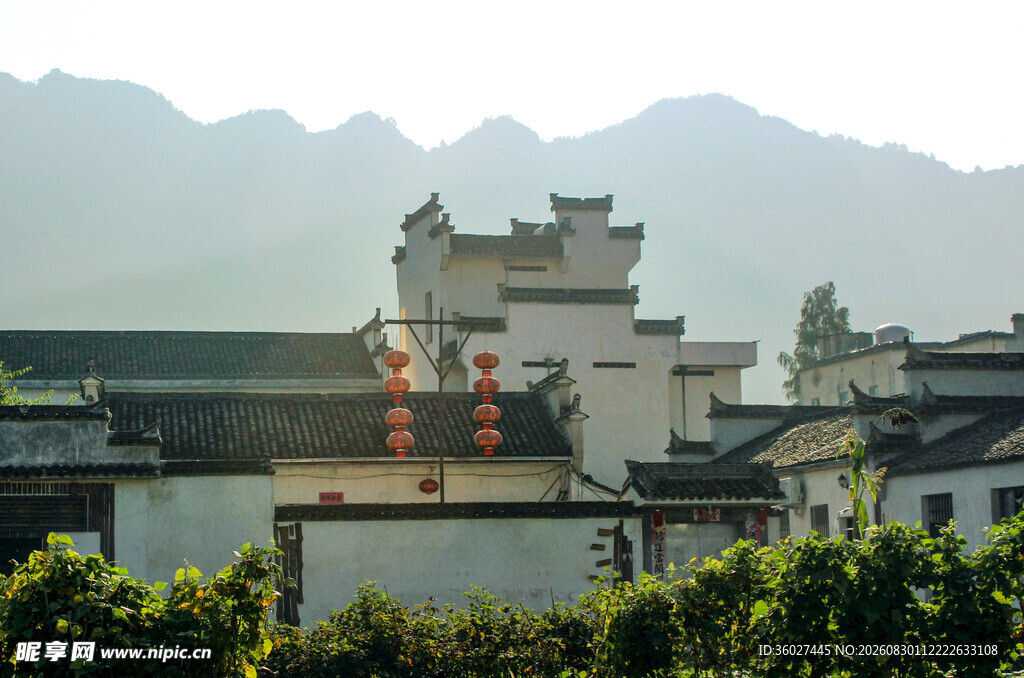 徽派建筑映于青山绿树间