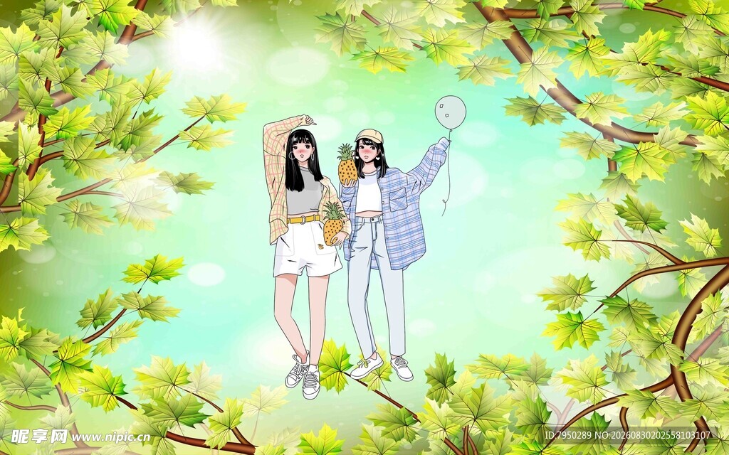 春日树下的姐妹美好时光