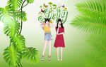 女孩与绿植的美好画面