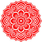 红色精美传统花卉图案
