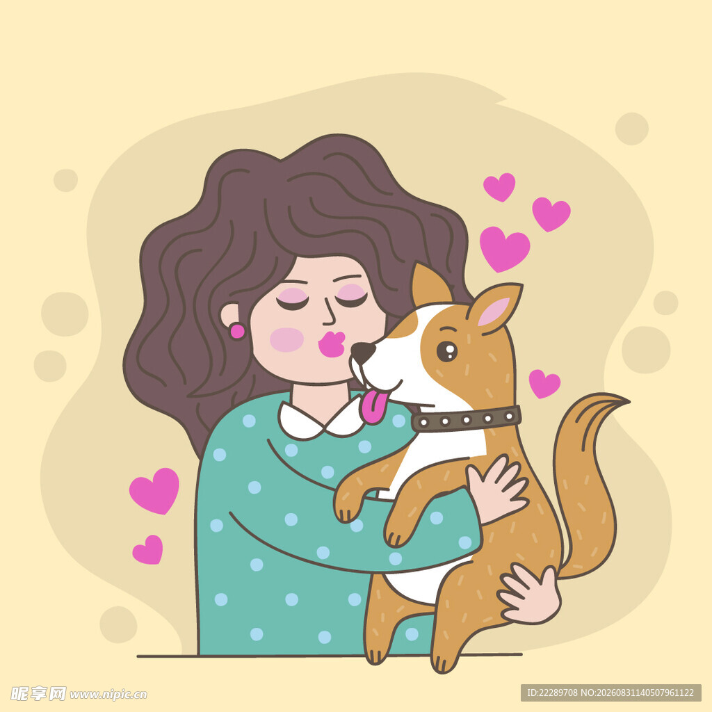 女孩温馨拥抱可爱小狗
