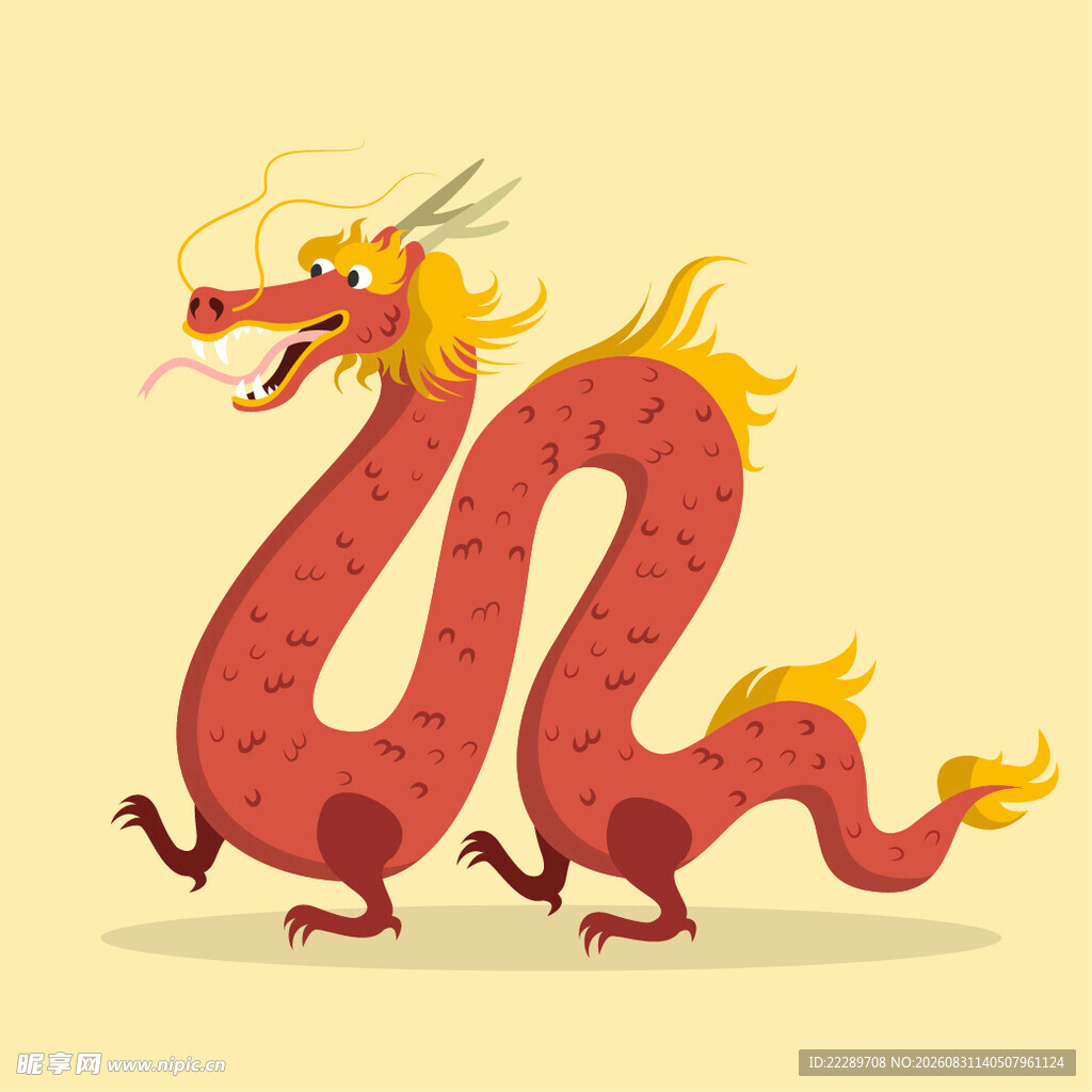 卡通风格的红色神龙形象