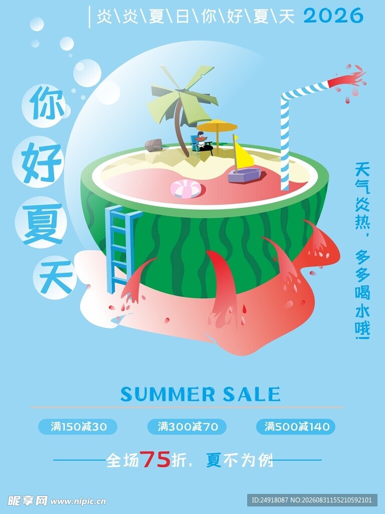 夏天夏季服饰商业促销宣传海报