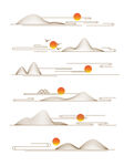 日出山峦风景矢量插画