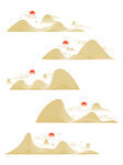 中式山水日出风景插画