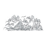 水墨山水简笔勾勒图