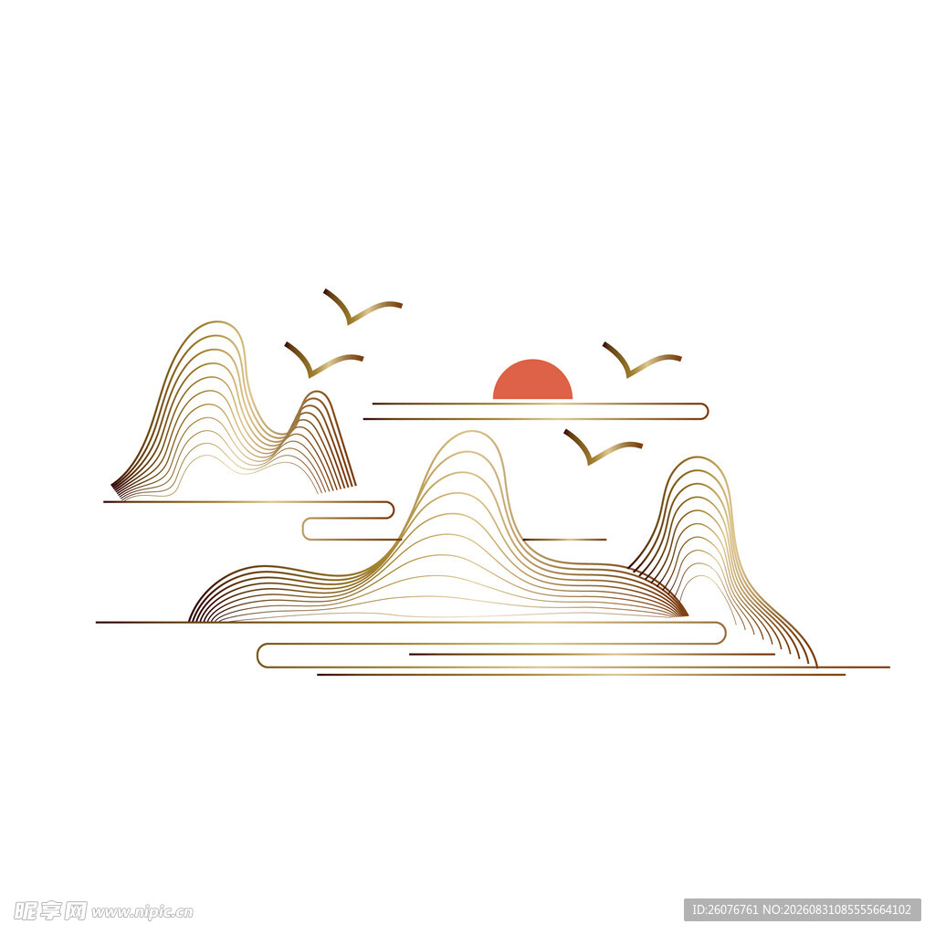 中式山水意境插画