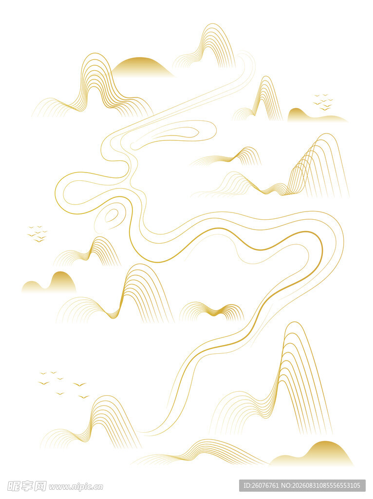中式山水意境插画