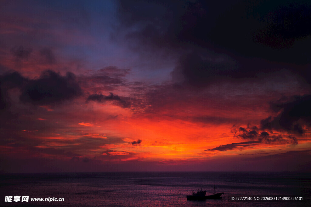 海上绚丽日落美景