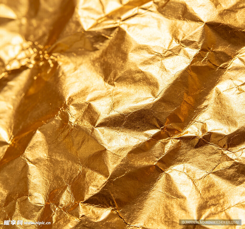 金色褶皱金属箔纹理