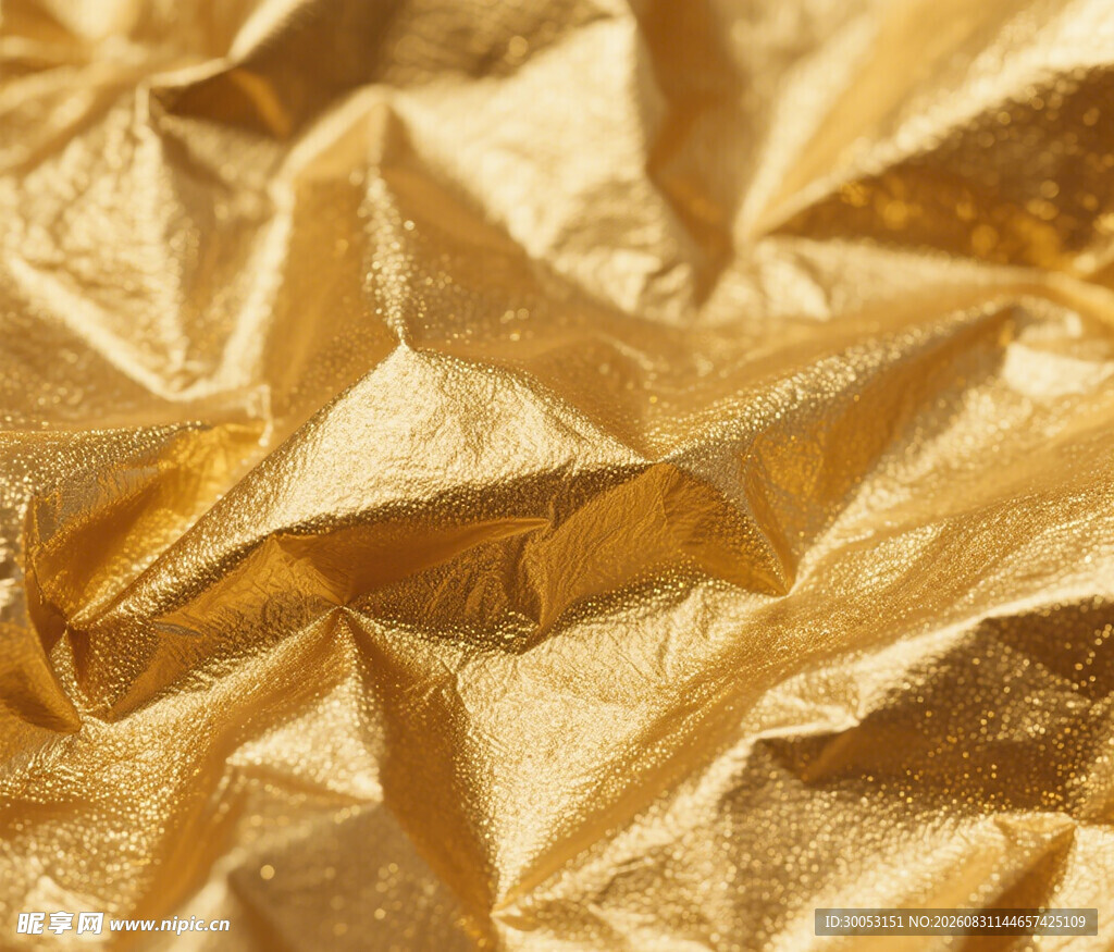 金色褶皱金属箔纹理