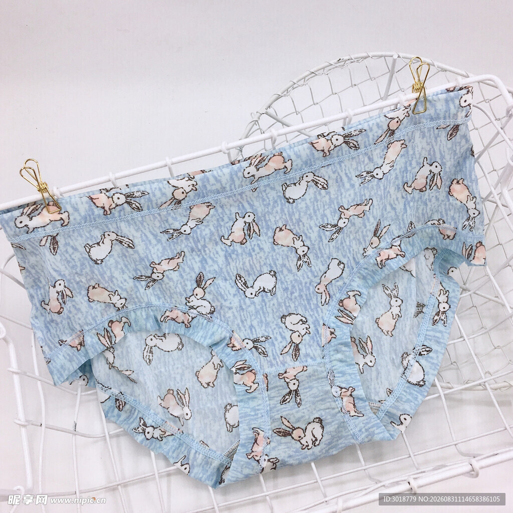 蓝色印花可爱儿童三角裤