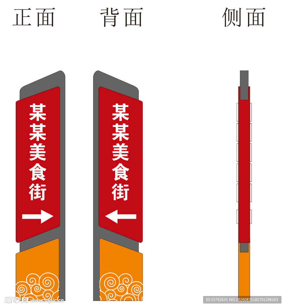 美食街 立牌 指引牌 精神堡垒